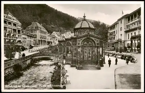 Ansichtskarte Bad Wildbad Partie mit Trinkhalle 1932 #