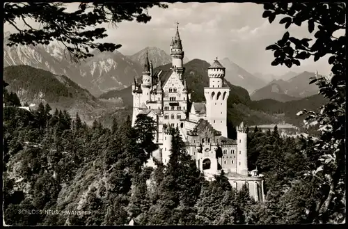 Ansichtskarte Schwangau Schloss Neuschwanstein gegen die Berge 1963