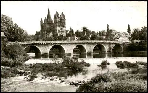 Ansichtskarte Limburg (Lahn) Blick auf die Lahnbrücke und den Dom 1960