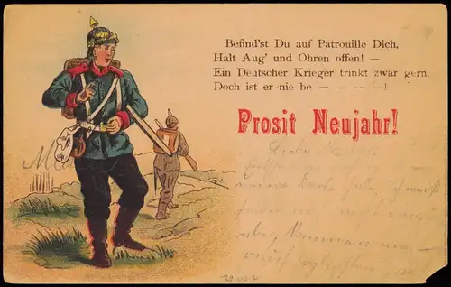 Ansichtskarte  Neujahr/Sylvester - Soldaten Patrouille 1911