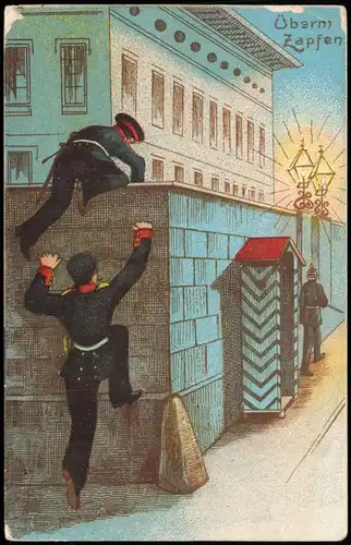 Ansichtskarte  Militär Scherzkarte - Überm Zapfen Militaria 1909