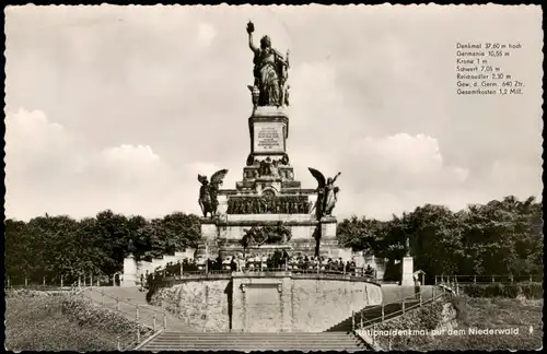Rüdesheim (Rhein)   / Niederwalddenkmal 1956   gelaufen mit Stempel RÜDESHEIM