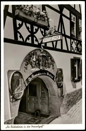 Ansichtskarte Rüdesheim (Rhein) DROSSELHOF, Drosselgasse, Weinstube 1960
