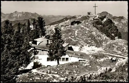 Ansichtskarte Ruhpolding Rauschberghaus mit Berg-Gipfel 1960