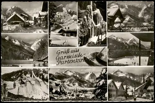 Garmisch-Partenkirchen Mehrbild-AK mit Orts- und Umland-Ansichten 1956
