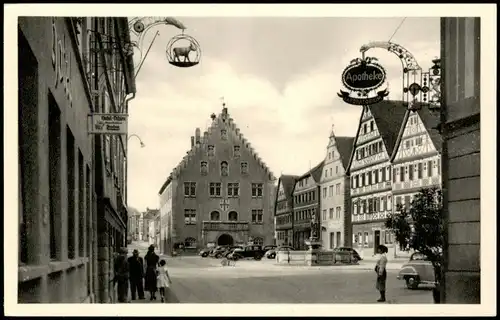 Ansichtskarte Bad Mergentheim Marktplatz Markt Partie a.d. Apotheke 1950