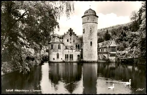 Ansichtskarte Mespelbrunn Schloß Mespelbrunn i. Spessart (Castle View) 1962