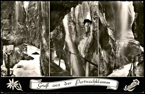 Garmisch-Partenkirchen Partnachklamm Mehrbildkarte 3 Ansichten 1961