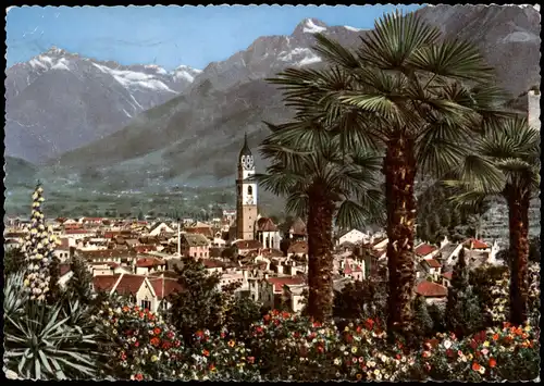 Cartoline Meran Merano Panorama-Ansicht 1956