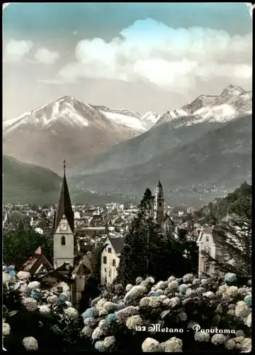 Cartoline Meran Merano Panorama-Ansicht 1958
