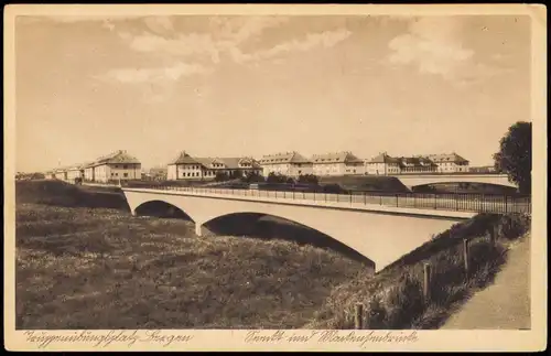 Ansichtskarte Belsen-Bergen (Lk Celle) Kaserne und Brücke 1935
