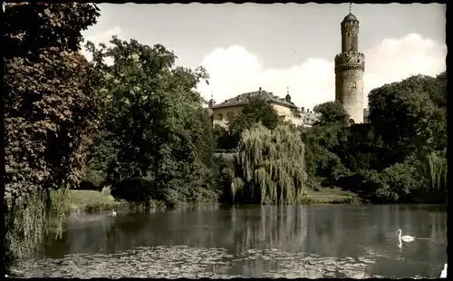 Ansichtskarte Bad Homburg vor der Höhe Partie am Schloßteich 1956