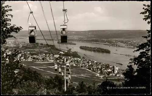 Ansichtskarte Rüdesheim (Rhein) Panorama-Ansicht mit der Seilbahn 1960