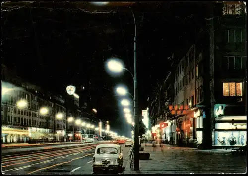 Warschau Warszawa Aleje Jerozolimskie nocą, Strassen Ansicht bei Nacht 1968
