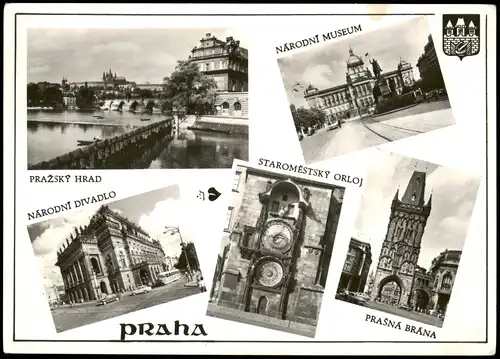 Postcard Prag Praha Mehrbildkarte mit Sehenswürdigkeiten der Stadt 1965