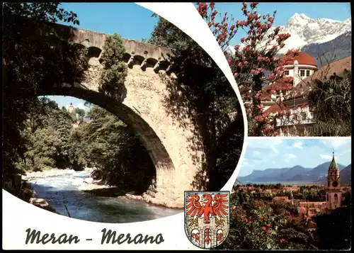 Cartoline Meran Merano Mehrbildkarte mit 3 Ortsansichten 1969