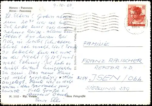 Cartoline Meran Merano Panorama-Ansicht 1964