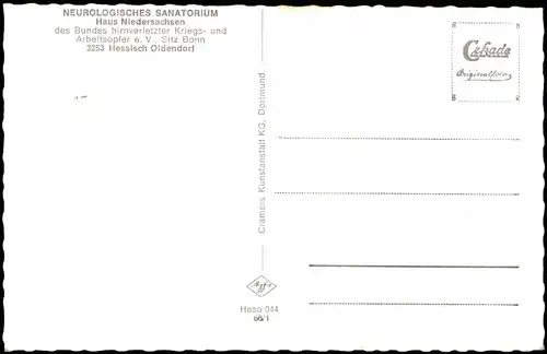 Hessisch Oldendorf NEUROLOGISCHES SANATORIUM Haus  (Fensterblick) 1966