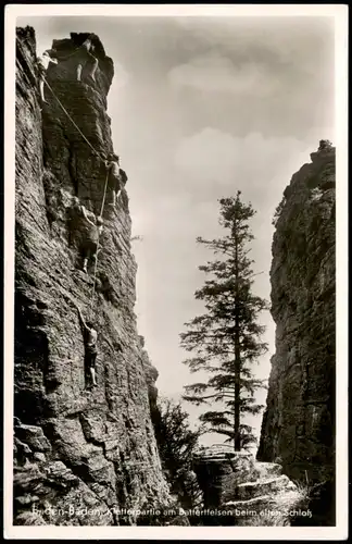 Baden-Baden Umlandansicht Kletterer Kletterpartie am Battertfelsen 1952