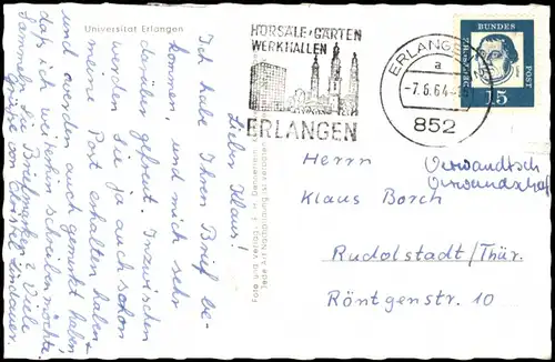 Erlangen Mehrbild-AK mit Marktplatz, Schloss, Bahnhof, Klinik uvm. 1964