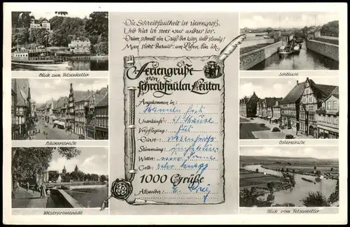 Hameln Mehrbildkarte "Feriengrüße von schreibfaulen Leuten" 1957