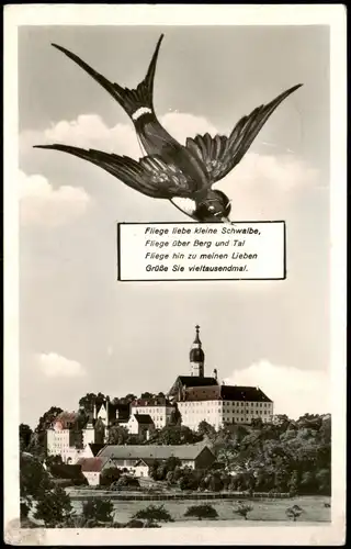 Ansichtskarte Andechs Teilansicht mit Schwalben-Gruss 1961