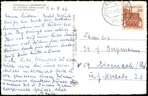 Ansichtskarte Badenweiler Thermal-Hallenbad Innenansicht 1966