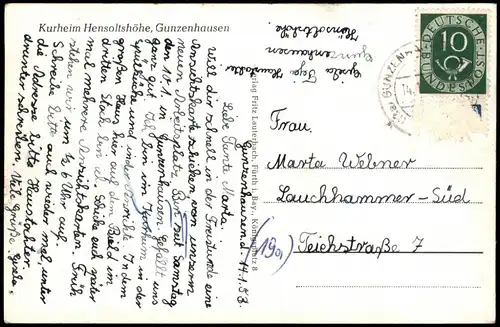Ansichtskarte Gunzenhausen Kurheim Hensoltshöhe 1953