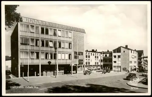 Postcard Linköping Folkets Hus, Ortsansicht, Town View Sweden 1956