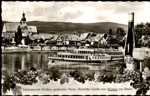 Oestrich-Winkel Panorama-Ansicht Rhein Schiff Rheingau Wein-Motive 1968/1966