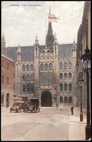 Postcard London Guildhall Autos Car 1914