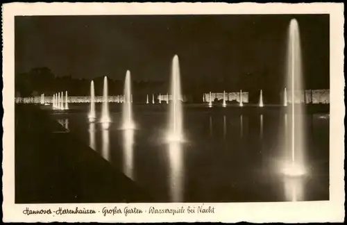 Herrenhausen-Hannover Großer Garten Wasserspiele bei Nacht 1937