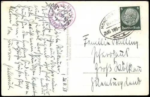 AK Garmisch-Partenkirchen Wankhaus 1938  gel Bahnpost (Bahnpoststempel Zug 165)