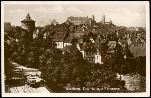 Ansichtskarte Nürnberg Hallertor-Panorama, Stadtblick zur Burg 1930