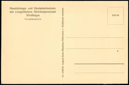 Nördlingen Handarbeitsschule  evangelischem Mädchenpensionat Trockenplatz 1930