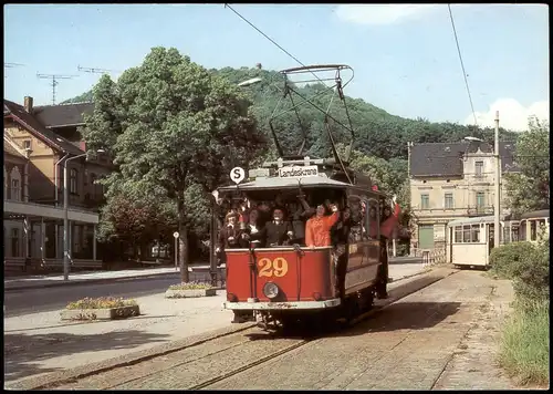 Ansichtskarte Görlitz Zgorzelec Straßenbahn Oldtimer, belebt 1984