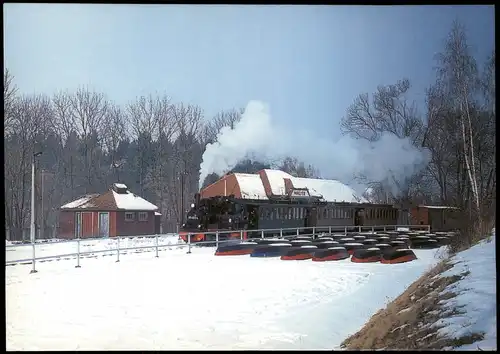 Preßnitztalbahn mit dem Radebeuler Traditionszug Bahnhof Malter 2003