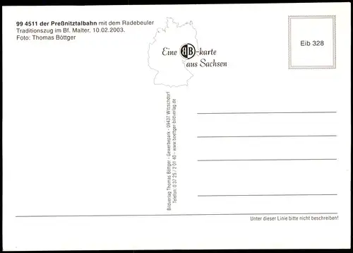 Preßnitztalbahn mit dem Radebeuler Traditionszug Bahnhof Malter 2003