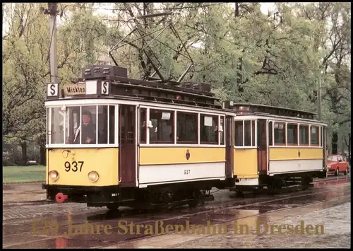 Dresden UNION-Triebwagen Nr. 937 mit Beiwagen Strecke Linie MICKTEN 1990