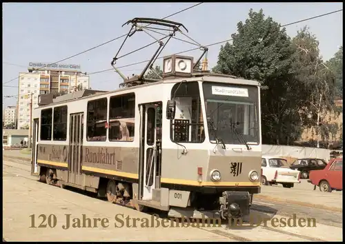 Dresden Stadtrundfahrt TATRA-Triebwagen T6A2 Nr. 001 Tram Straßenbahn 1990