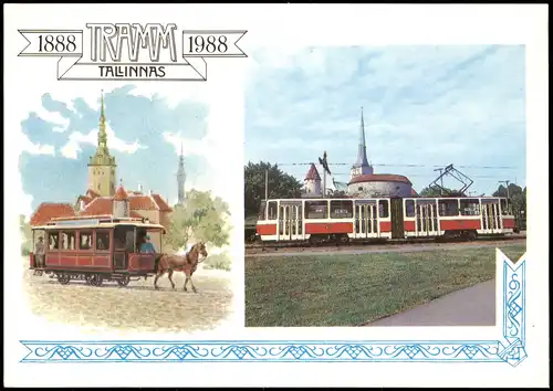 Ansichtskarte  Historischer Tram Straßenbahn Wagen Tramm Tallinnas 1990