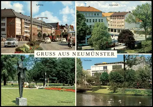 Neumünster Mehrbild-AK mit Kuhberg Straße, Innen  Teichufer, Klostergraben 1973