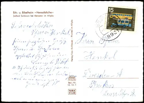 Sulzberg (Oberallgäu)   mit Erh.- u. Bibelheim Hensoltshöhe Sulzbrunn 1965