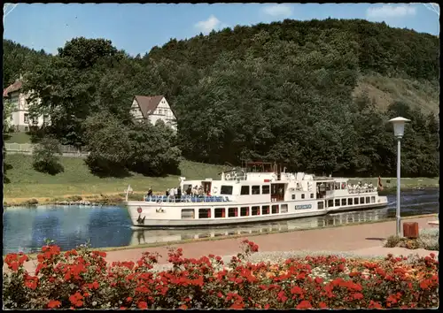 Bad Karlshafen Weser Fahrgastschiff (Dampfer Karlshafen) passiert Promenade 1971