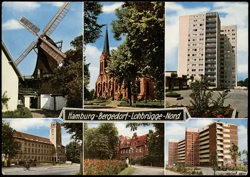 Bergedorf-Hamburg Mehrbild-AK mit Straßen u. Häuser-Ansichten 1968