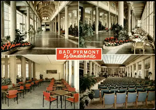 Ansichtskarte Bad Pyrmont Mehrbildkarte Wandelhalle mit 4 Innenansichten 1976
