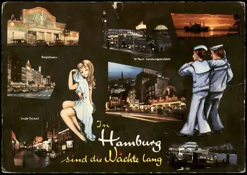 Ansichtskarte Hamburg Mehrbildkarte "In Hamburg sind die Nächte lang" 1965