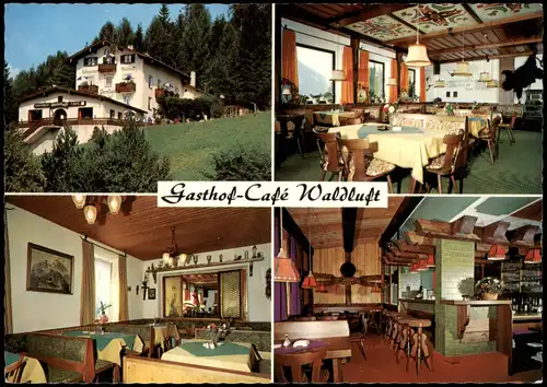 Berchtesgaden Gasthof Café Waldluft Mehrbildkarte Innen u. Außenansichten 1975