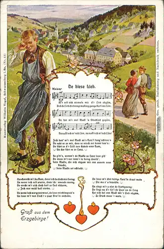 Ansichtskarte  De biese Lieb Erzgebirge Liedkarte 1910