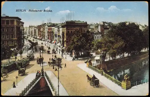 Ansichtskarte Tiergarten-Berlin Potsdamer Brücke 1918  gel Feldpost